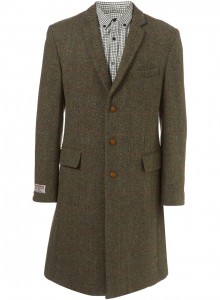 Зеленое мужское пальто из твида, Harris Tweed x Topman
