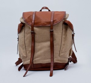Мужской рюкзак из канваса с кожаными ремешками, Dries Van Noten