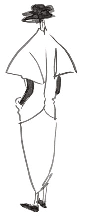 Эскиз женского пальто Yohji Yamamoto из коллекции 1989 года
