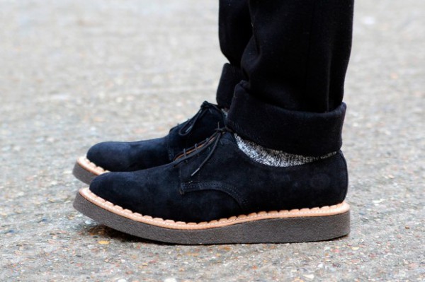 Мужские замшевые ботинки криперы темно-синего цвета British Remains x George Cox