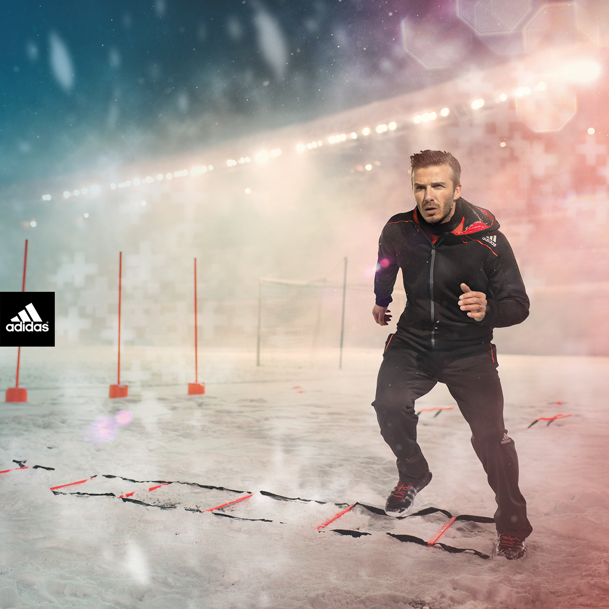 Дэвид Бекхэм в экипировке adidas Climawarm+ для занятий спортом в холодную погоду